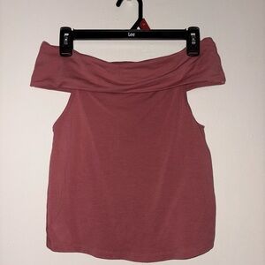 American Eagle Outfitters Off-Shoulder Mauve Crop Top